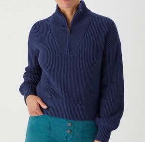 Duluth Trading Women’s Brigadier 1/4 Zip Pullover Sweate Navy Blue Sz XL New